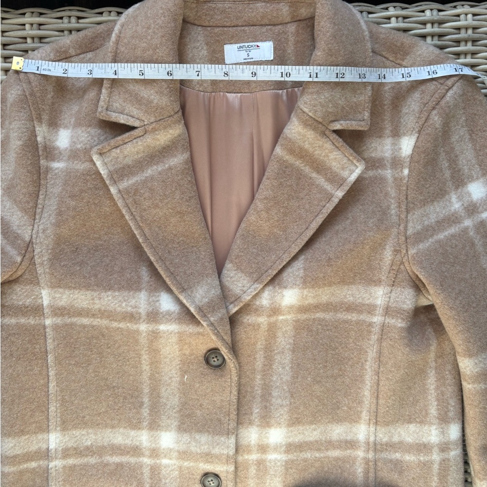 Untuckit Willa Wool Blend Tan Plaid Jacket Small workwear winter holiday‎ preppy - Picture 10 of 14